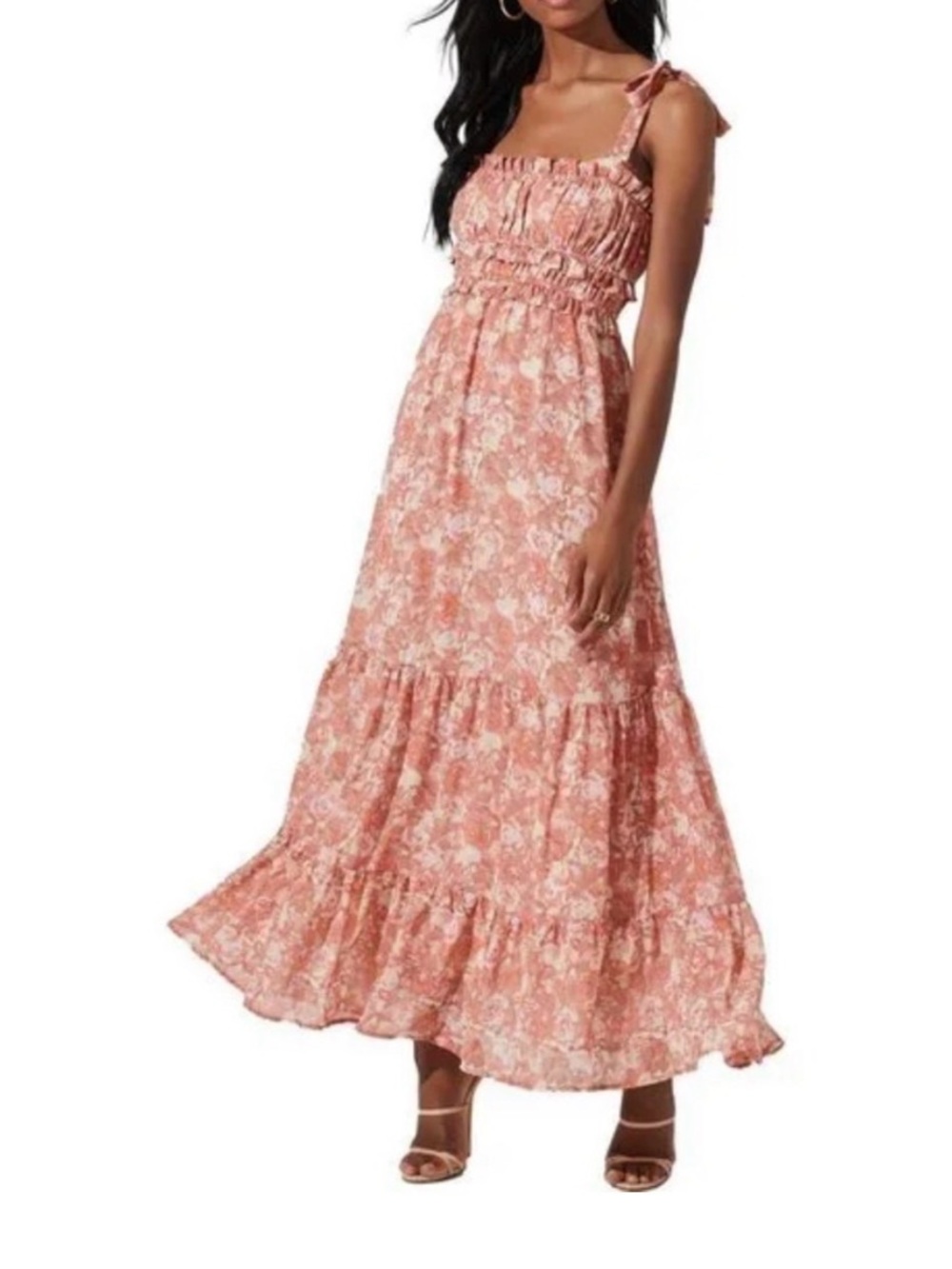 Astr Tie-Shoulder Maxi Dress in Dusty Rose Floral